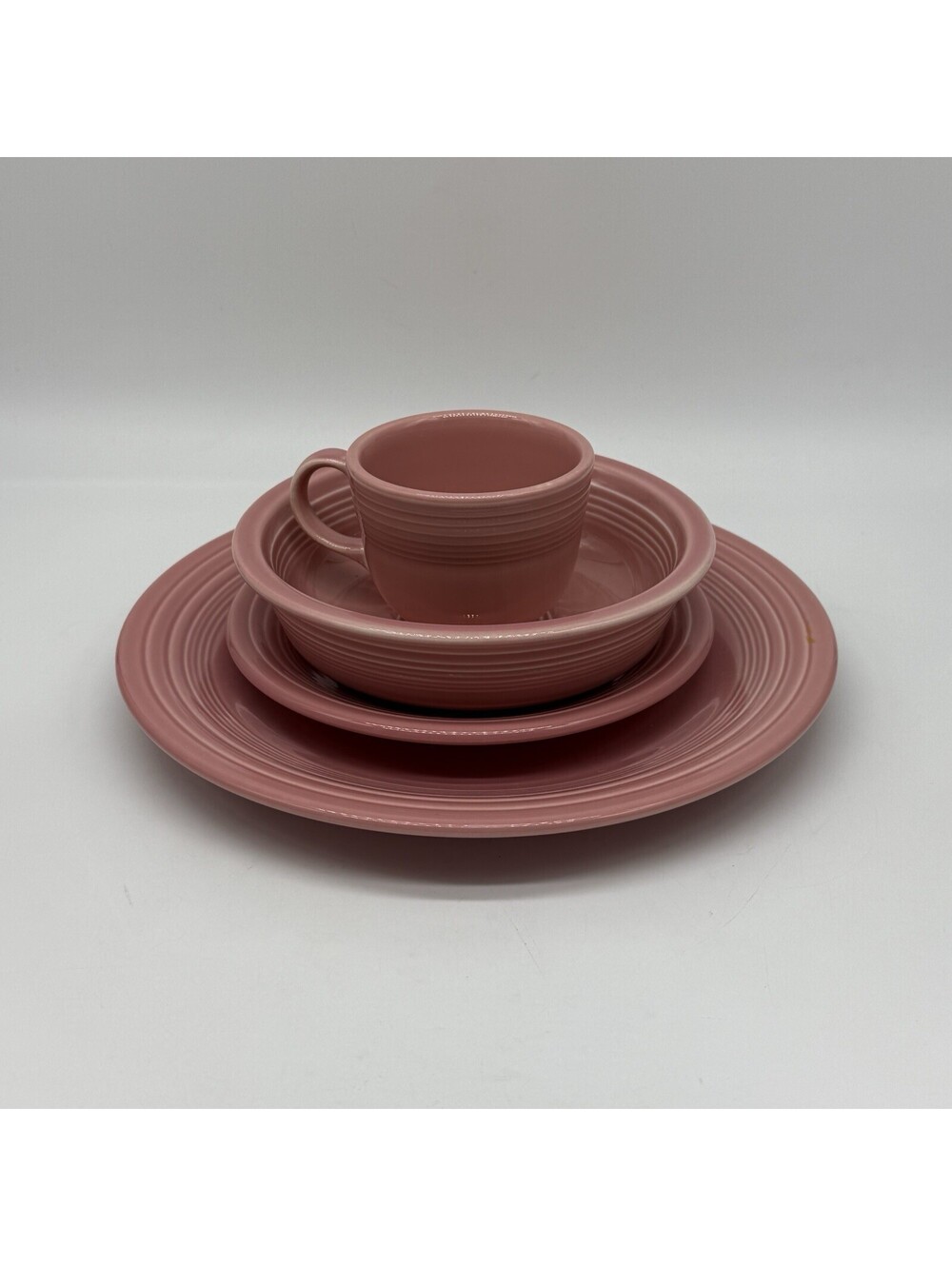Homer Laughlin Vintage Fiestaware - Retired - ROSE Pink - 4 Piece Place Setting